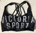 VS Victoria Sport Secret Spellout Reflective Sports Bra Black Size Small Lt. Pad