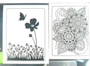 New - Lot of 2 Darice Embossing Folders - Henna & Butterfly on Flower - Picture 1 of 7