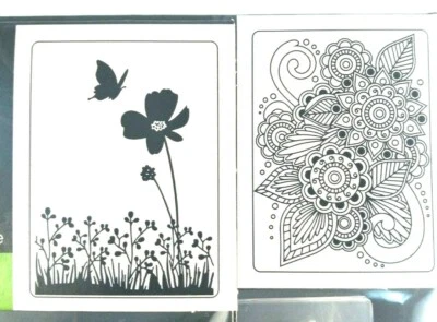 New - Lot of 2 Darice Embossing Folders - Henna & Butterfly on Flower - Image 1 of 4