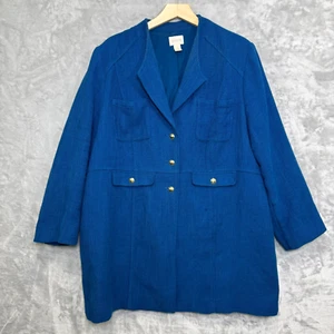 Chicos Tweed Jacket Womens XXL Chicos 4 Sapphaire Blue Gold Tone Button Pockets - Picture 1 of 12