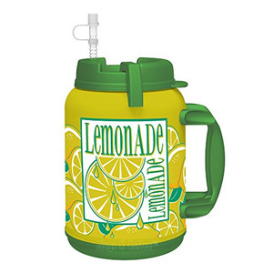 INSULATED MUG Travel Cup with Large Carry Handle Straw 64oz LEMONADE