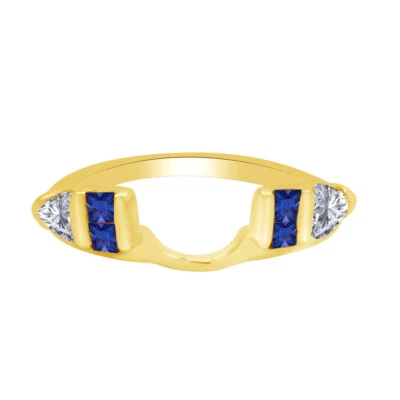 Anillo envolvente protector potenciador para mujer zafiro azul simulado plata de ley 925 Foto 1 de 4