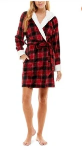 Roudelain Glance  Plaid Deluxe Touch Hooded Fleece-Lined Robe, US X-Large - Picture 1 of 8