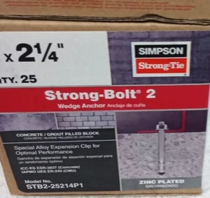 Menge 25 Simpson Strong-Tie Strong-Bolzen 1/4" x 2-1/4" verzinkt Keilanker - Bild 1 von 4