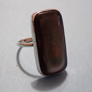 Anillo concha de abulón rectangular de plata esterlina talla 11 y sello 8,2 g - Imagen 1 de 12