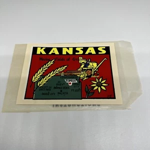 Vintage Souvenir Kansas Travel Water Decal Sticker Waving Fields of Grain - Picture 1 of 2