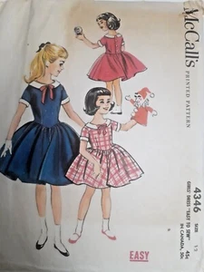 Vestido Fit Flare Niñas 12 McCalls 4346 Patrón de Costura De Colección Años 50 Cuello de Marinero Fácil - Imagen 1 de 5