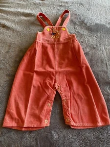 Vintage 1950s Baby Outfit Corduroy Overalls For 1yr Old With Lamb Design Rare! - Picture 1 of 4