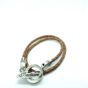 King Baby Studio Double Knotted Brown Leather Bracelet Indian Motorcycle Silver - Picture 1 of 8