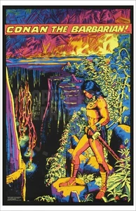CONAN EL BÁRBARO - REIMPRESIÓN DE PÓSTER SUPERHÉROE BLACKLIGHT - Imagen 1 de 1