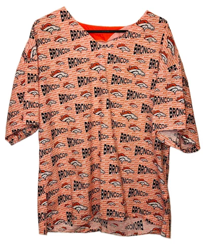 Denver Broncos All Over Print NFL Pajama Lounge Short Sleeve Shirt Adult Large Cover