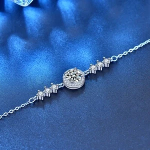 1ct Bracelet White Gold Lab-Created Diamond Test Pass Round Cut - Picture 1 of 4