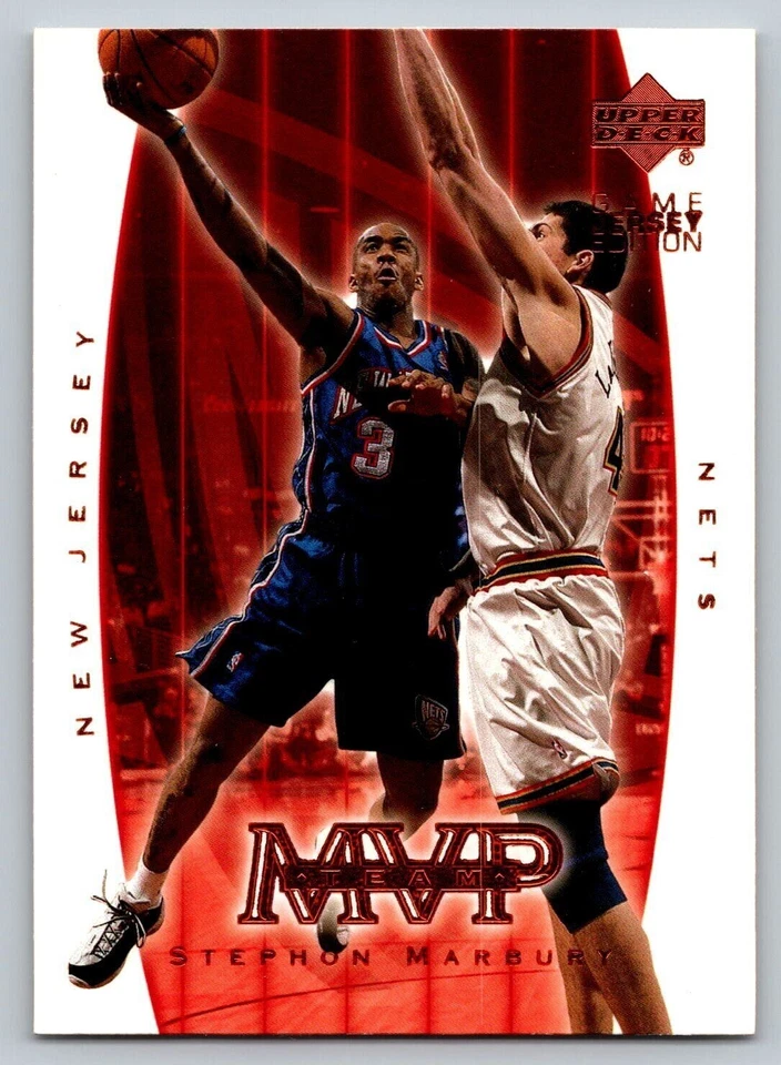 2000  Upper Deck #407 Stephon Marbury Game Jersey Edition Nets MVP - Image 1 of 2