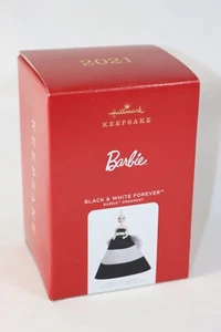 2021 Hallmark Barbie Ornament BLACK & WHITE FOREVER Porcelain & Fabric NEW MINT - Picture 1 of 6