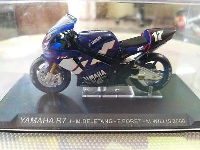 Modellino Blu scuro YAMAHA R7 J-DELETANG-F.WILLIS Anno 2000 Moto Scala 1/22+TECA - Immagine 1 di 4