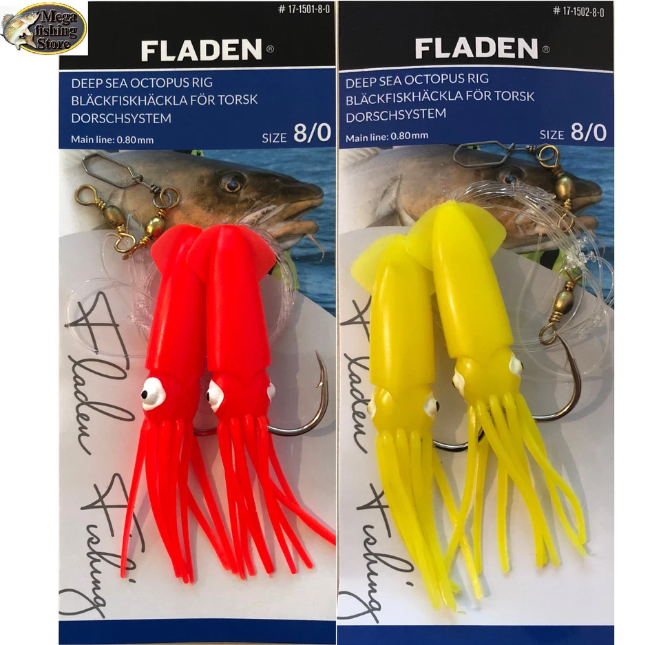 FLADEN Fishing Hochsee Octopus Vorfach Rig Gr. 4/0 - 8/0 Dorsch Köhler Norwegen - Bild 1 von 1