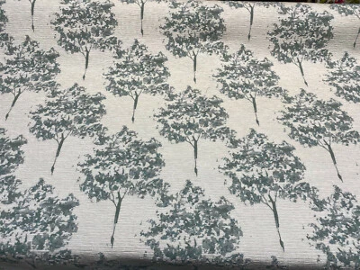 Swavelle Trees Curb Appeal Aqua Blue Chenille Upholstery Fabric by the yard - Image 1 of 4