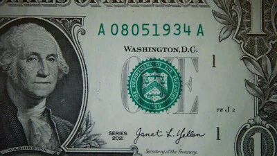 2021 Seroes $1 Dollar Birthday Note  Aug. 05, 1934  A08051934A - Image 1 of 3