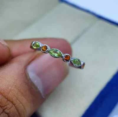 Peridot Full Eternity Wedding Band, 14k Gold Band, September Birthstone Peridot - Image 1 of 4