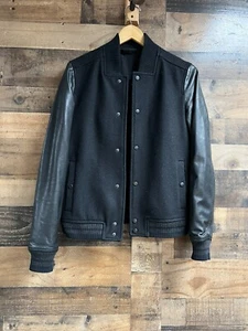 Allsaints Toku Wool Blend Leather Bomber Jacket Black Size Small - Picture 1 of 8
