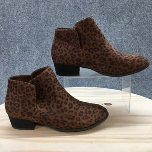 Maurices Boots Womens 9 Ankle Bootie Brown Leopard Print Comfort Casual Block - Picture 1 of 15