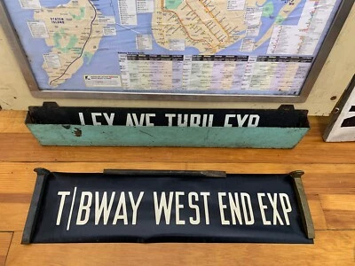 1961 NY NYC SUBWAY ROLL SIGN T BROADWAY WEST END EXPRESS CONEY ISLAND CHAMBERS - Image 1 of 4