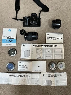 Minolta Maxxum 5XI Camera W/ loads of  accessories - filters, lenses, programs - Image 1 of 4