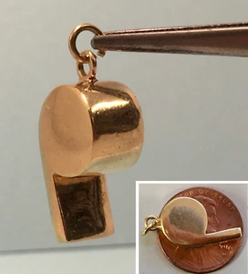 Tiny 14K Escargot WHISTLE Charm Fob or Pendant - 3/4" Long & 3.3 Adorable Grams - Picture 1 of 11