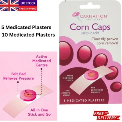 Carnation Footcare Corn Caps – Fast Relief for Corns & Calluses, 5 & 10 Pack