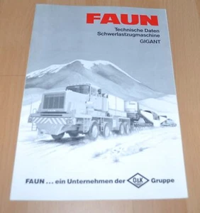 1987 Faun Gigant Ballast Tractor Technische Daten Truck Brochure Prospekt - Picture 1 of 3