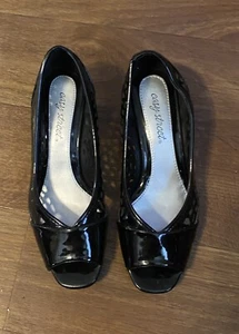 Easy Street Black Slip On Wedge Heel Dress Shoes Size 7.5M - Picture 1 of 5