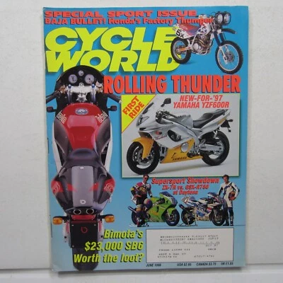 Cycle World Jun 1996 Vol 35 No 6 Honda XR628 Baja Racer, Bimota SB6, KTM 400 - Image 1 of 4