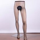 Breathable Nylon Men's Sexy Fishnet Sheer Pouch Pantyhose Sissy Lingerie Tights