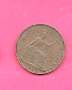 GREAT BRITAIN GB UK KM845 1939  FINE-NICE CIRCULATED OLD WWII BRONZE PENNY COIN - Picture 1 of 1