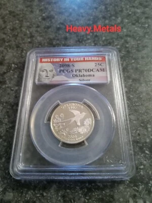2008-S OKLAHOMA Silver Proof Quarter PR70 PCGS ART LABEL NICE LOW PRICE!! - Image 1 of 4