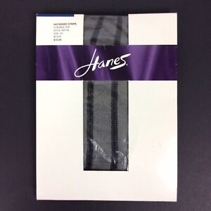 Hanes Pantyhose Size CD Large Black Patterned Striped Control Top 0A714