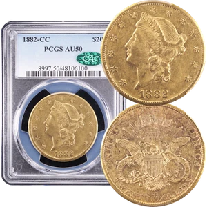 1882-CC Liberty Gold Double Eagle ($20) PCGS AU50 CAC - Picture 1 of 5