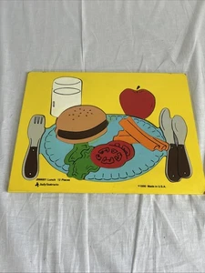 Vintage 1990 Judy Instructo LUNCH Wooden Frame Puzzle RARE 12 pieces J06001 - Picture 1 of 4