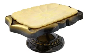 VTG Amerock Pedestal Soap Dish Brass Metal Plastic Tray Flower Regency MCM 1970s - Picture 1 of 10
