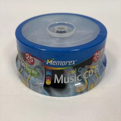 Vtg  Memorex Cool Colors Sealed CD-R 25PK Music 25 pack - 40x 700MB 80 Min. - Image 1 of 4