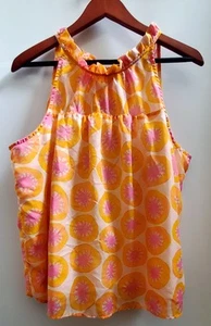 Michelle McDowell Presley Cami Neckholder Rüschen Tank Top L Pinky Burst Kiwi Kiss - Bild 1 von 11