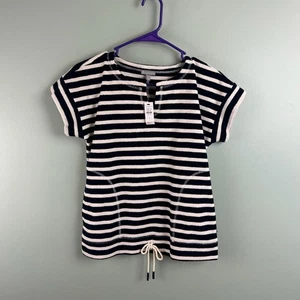 T by Talbots maritimes Frottee gestreiftes Kurzarm Top mit Taschen Gr. P NEU SM? - Bild 1 von 9