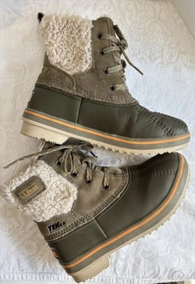 LL Bean Kids 1 Botas Sherpa Aisladas Invierno #510596 Verde Oliva Tek2.5 Rangley Foto 1 de 4
