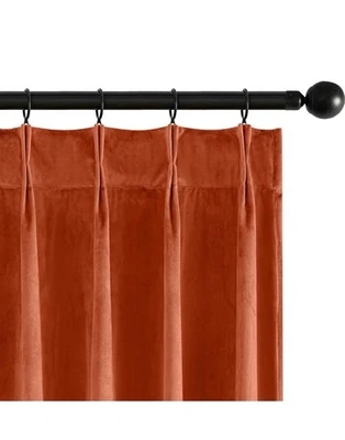 MIULEE Terracotta Velvet Curtains 40 x 108 Insulated Blackout Thermal 2 Panels - Image 1 of 4