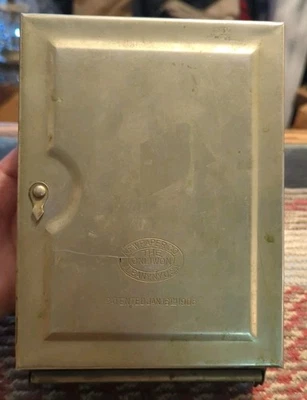 Antique 1906 APW Paper Co. Albany NY Metal Toilet Paper Towel Wall Holder  - Image 1 of 4