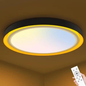 13 inch LED Flush Mount Ceiling Light with Night Lights, 24W 2400LM Black Lig... - Bild 1 von 7