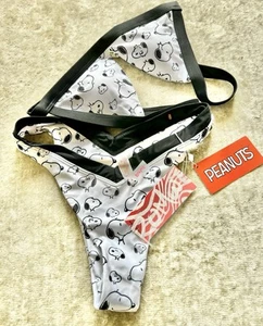 ROMWE Snoopy Small (2-4) Black/White Two Piece Bikini - VG - Picture 1 of 7