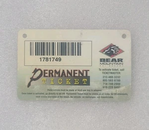 Vintage Bear Mountain Ski Resort Permanent Lift Ticket - 1990's Big Bear CA - Bild 1 von 4