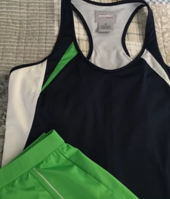 Mujer Talla Falda y top deportivo M. BOLLE verde lima, azul marino y blanco Foto 1 de 4