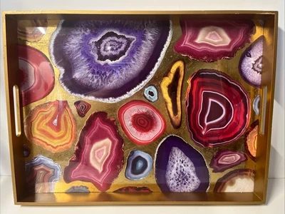 Bandeja A&B Home Gem Rock Livonia adornada en oro 19” x 14” y 1 y 3/4” de profundidad LEER TODO Foto 1 de 4